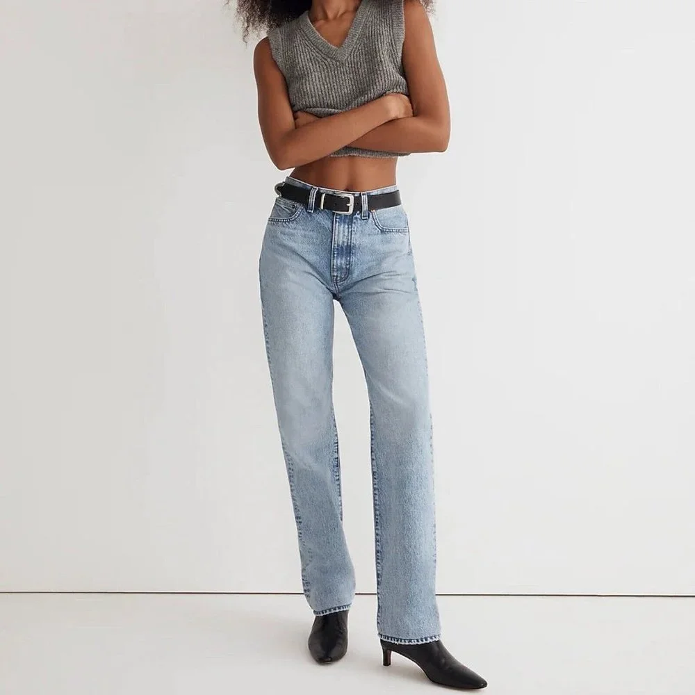 Madewell Petite '90s Straight Jean Womens 26P Blue Mercer Wash READ High Rise - Picture 11 of 16